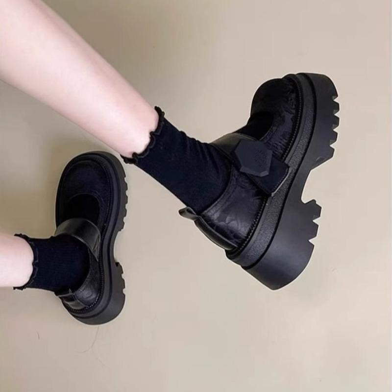 Summer Chunky Women's Mary Jane Shoes 2025 Black Ankle Buckle Ladies High Heels Korean Platform Increased Lolita Shoes De Mujer