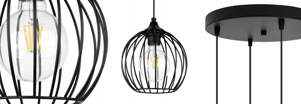 BLACK WIRE HANGING LAMP LOFT LED CHANDELIER