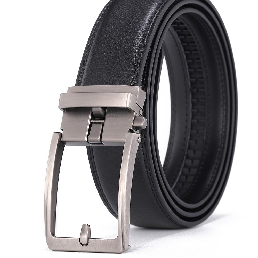Men's Genuine Leather Automatic Buckle Belt - Cowhide Casual Waist Belt for Pants