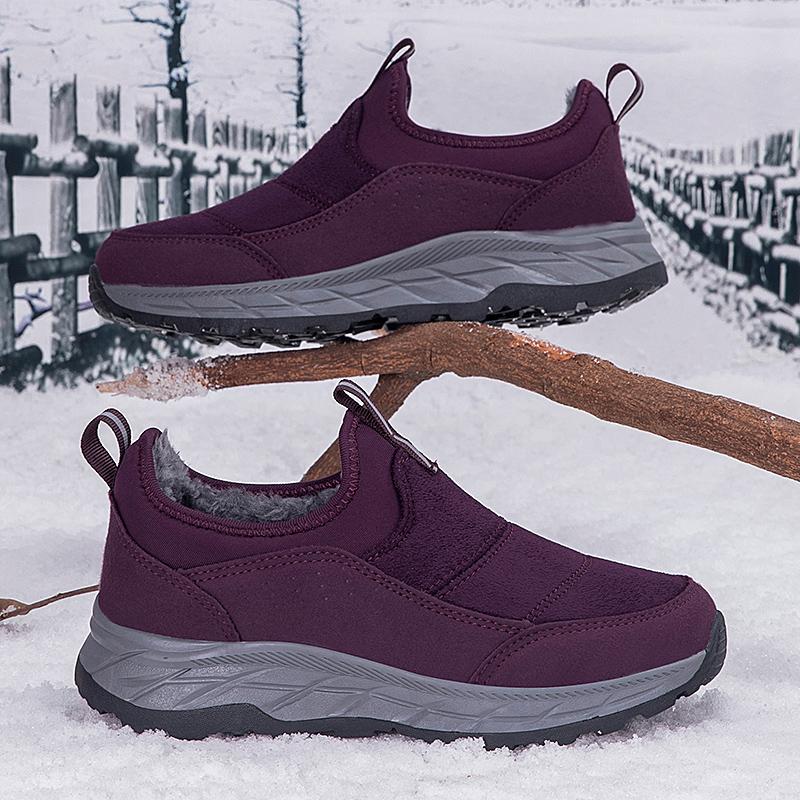 Plush Slip-on Cotton Shoes Warm Loafers Men Women Winter Outdoor Walking Hiking Sports Shoes Anti-slip Flat Shoes