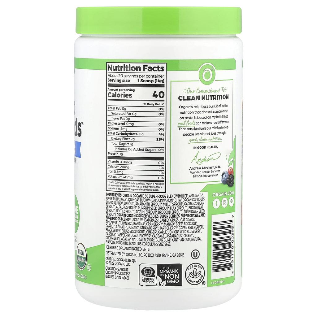 Organic Superfoods™ + Probiotics, Original, 280G(9.9Oz)