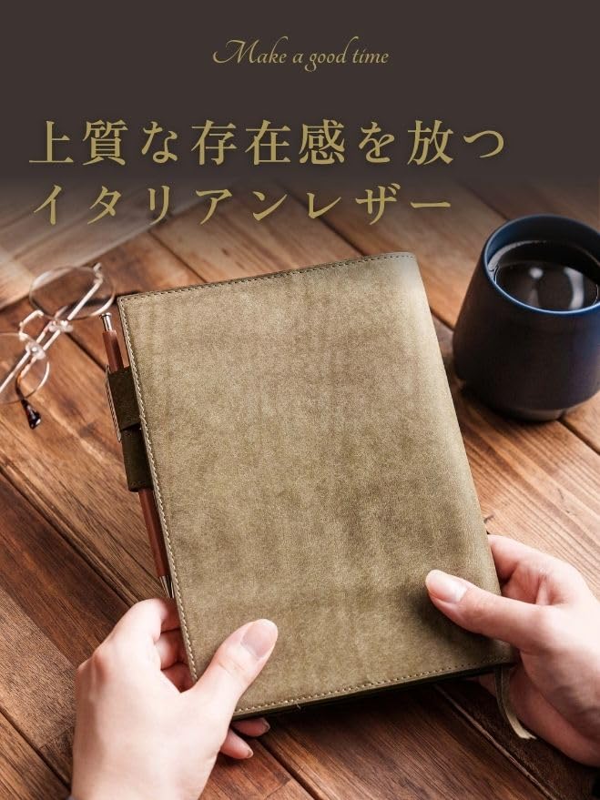 [UNROOF] Genuine Leather Planner Cover, A6/A5, Italian Pueblo Leather (Hortensia, A6)