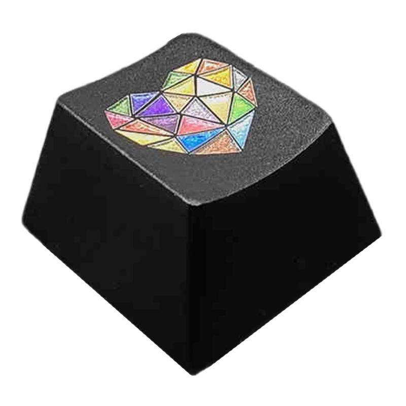 

Original Profile Aluminium Alloy Metal Keycap with Colorful Heart Pattern for Keyboards Customization чорний
