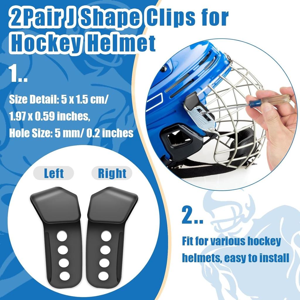 31PCS Hockey Helmet Repair Kit, Football Helmet Hardware Kit Include 2 J Clips/ 4 Rubber Gaskets/ 4 R Shape Football Visor Clips/ 16 Screw Nuts