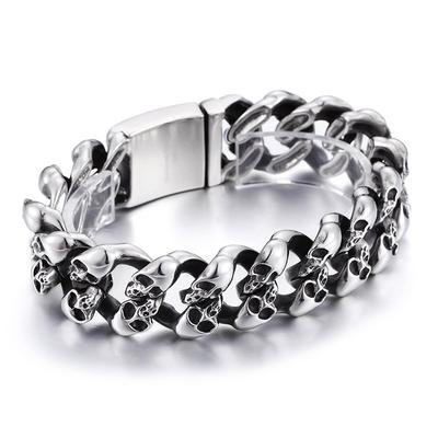 European And American Style Jewelry ,Retro Titanium Steel Trinkets ,Punk Personality Skull Men 'S Bracelet 