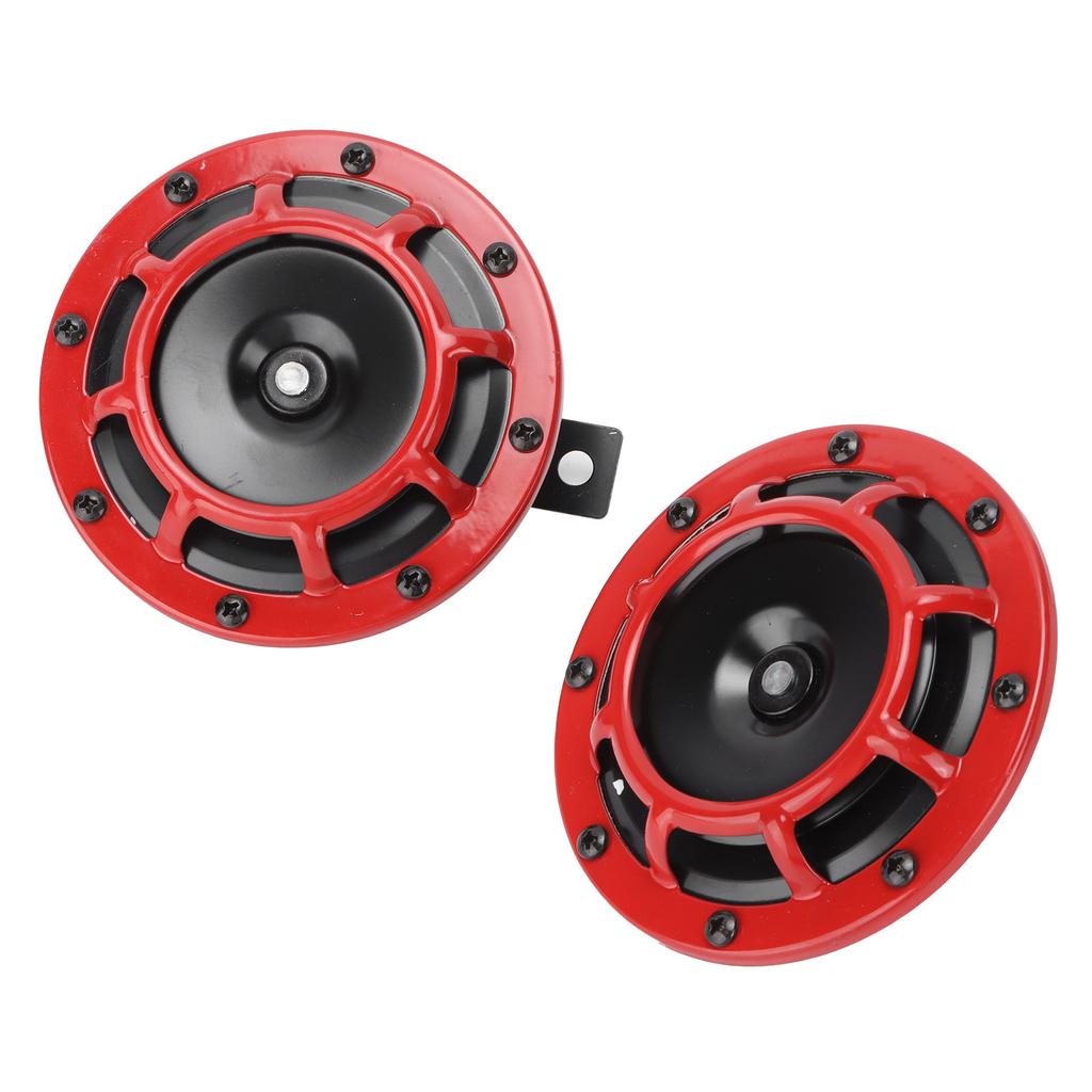 12V Pair Horn Red Compact Super Tone Loud Blast 139‑170DB Universal for Motorcycle Car