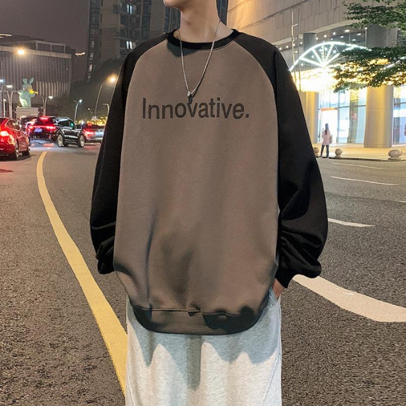 

Свитер мужской весенне-осенний круглый вырез модный бренд новые свободные длинные рукава футболка нижняя рубашка осенняя одежда 3XL