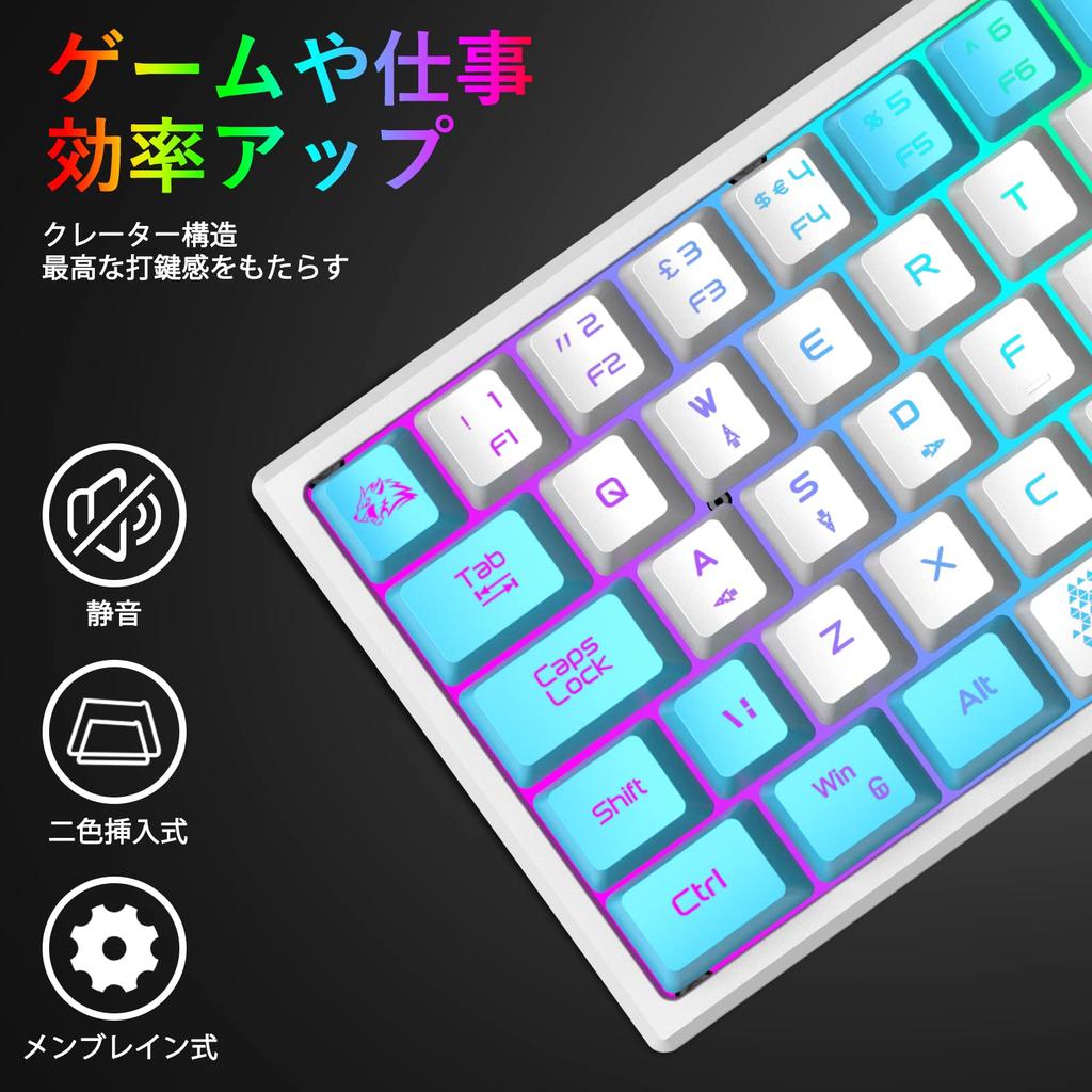 LexonTech x ZIYOU LANG K61 Gamingtastatur med RGB LED-bakbelysning 62 Kompakt USB Membran Kablet Multifunksjonell Multimedia Kompatibel med for Arbeid