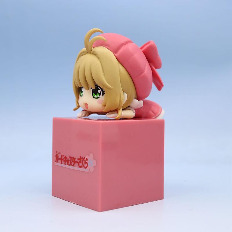 10cm Animated Cardcaptor Sakura Q Version Poseable Figures 3 Styles Adorable Lying Kinomoto Sakura Replica Desktop Ornament Assortment Present