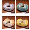 Cute Animal Design U Shaped Pillow Soft Plush Cartoon Travel Neck Cushion For Sleeping