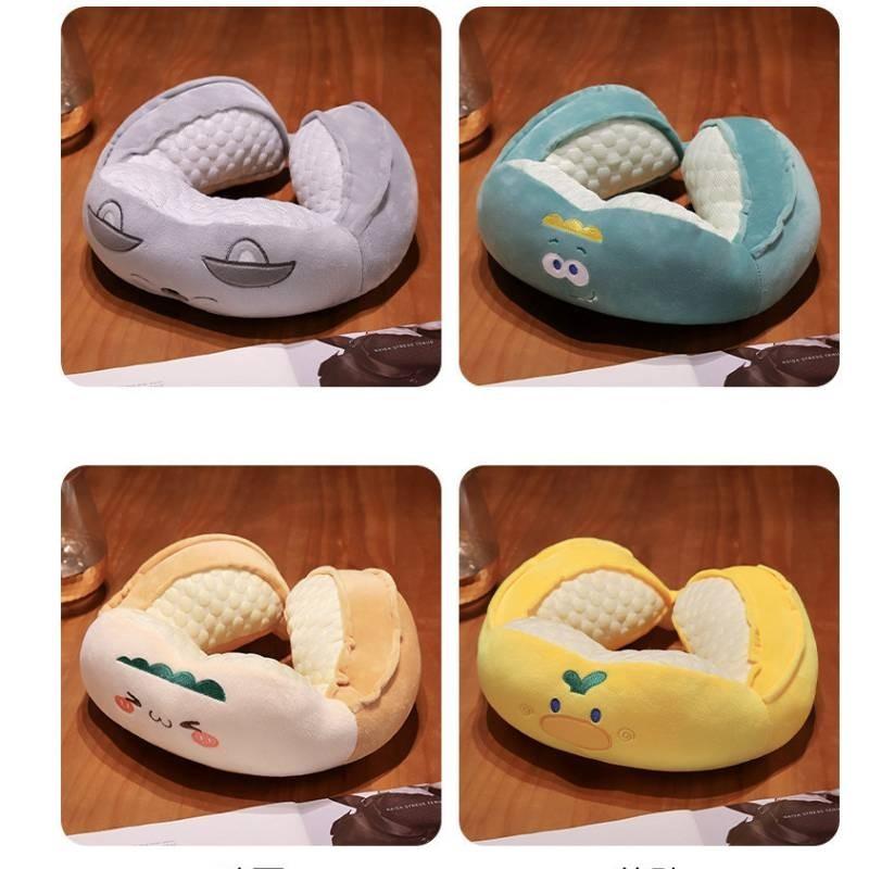 Cute Animal Design U Shaped Pillow Soft Plush Cartoon Travel Neck Cushion For Sleeping