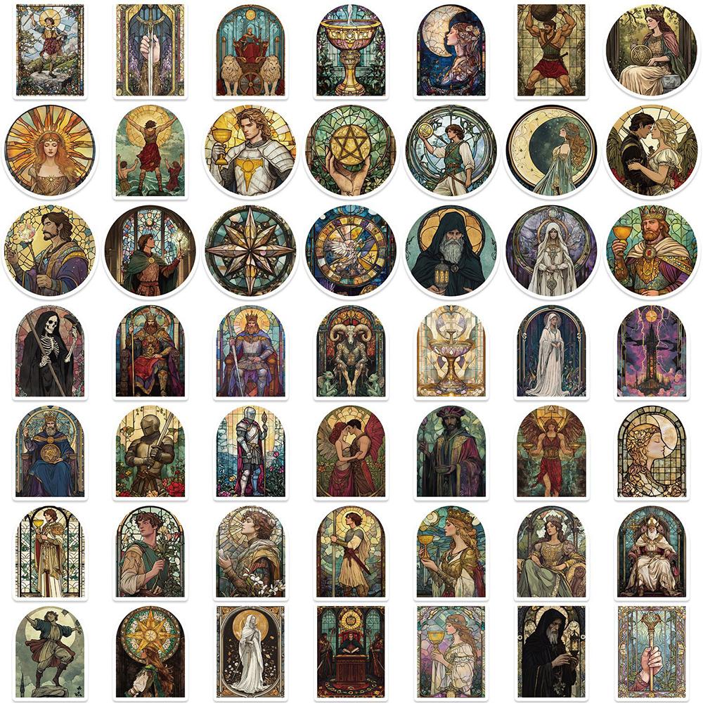 10/30/50pcs Gothic Glass Style Tarot Card Stickers  Graffiti Decals Water Bottle Phone Guitar Cool Sticker Packing
