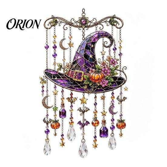 Halloween Wind Chimes Outdoor Decor Acrylic Chime Pendant, Crystal Suncatcher Hanging Ornaments, Decorative Whimsical Bat And Black Cat Window