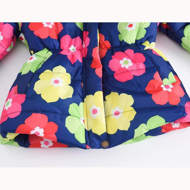 Autumn and Winter Children's Cotton Jacket Boys and Girls Fashion Printing Cartoon Big Boy Long Section Hair Collar Hooded Cotton Coat Jacket
