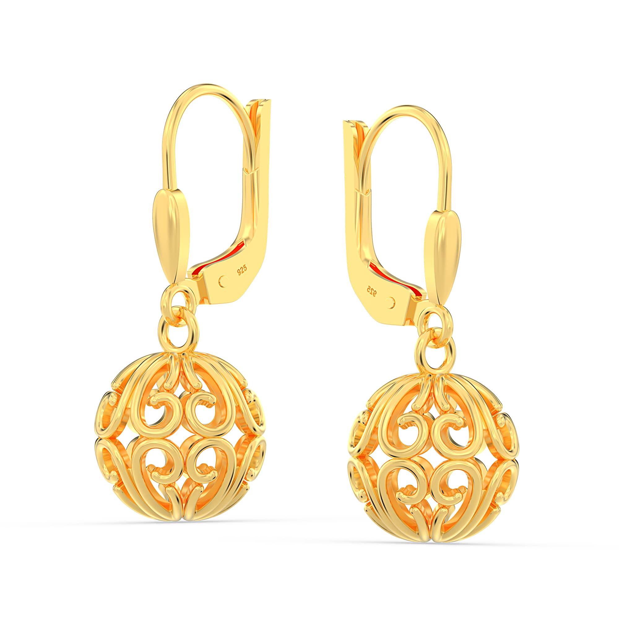 LeCalla S925 Orecchini pendenti in argento sterling 18 carati con filigrana placcata oro 18 carati per donne adolescenti