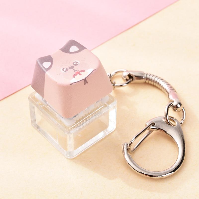 Cute Cat Dog Pendant Stress-Relief Fidget Keychain Mechanical Keyboard Keychain Dog-Themed Clicker Fidget For Backpack Study