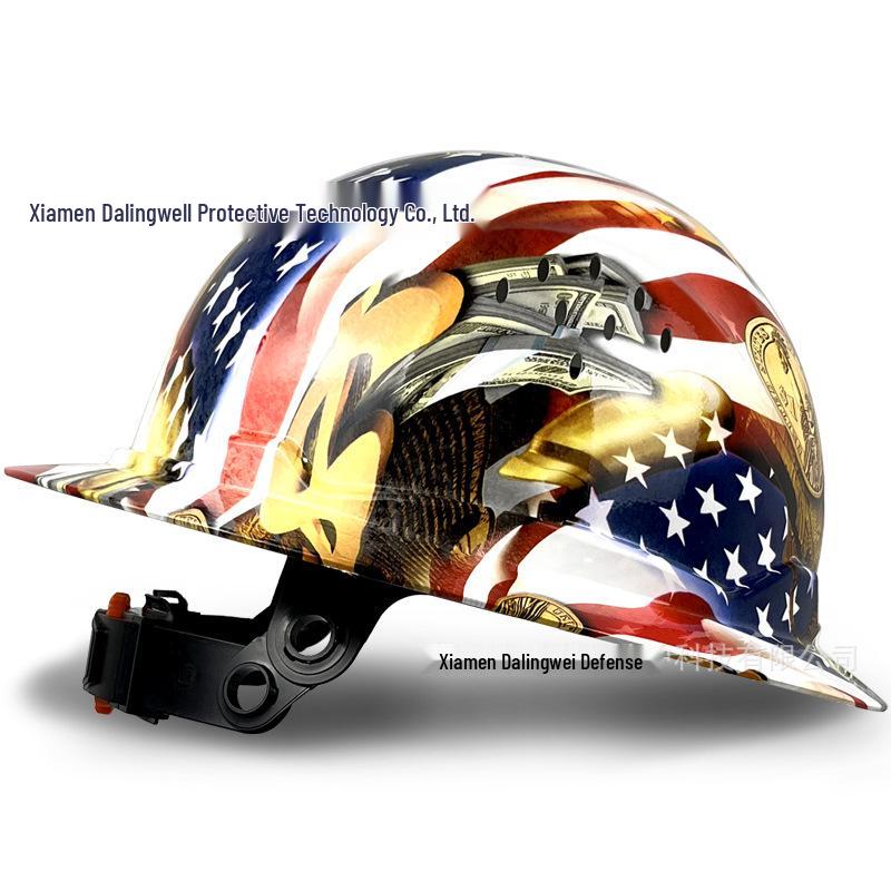 CE Carbon Fiber Wide Brim Safety Helmet with Sun Protection and Anti-Smash Features