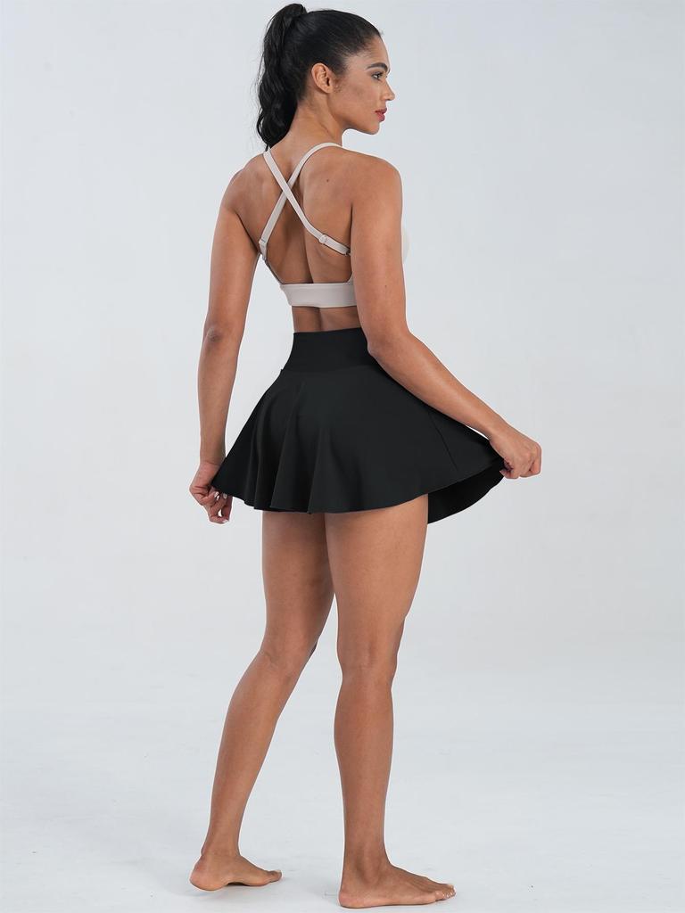 Women's Pleated Tennis Skirt with Shorts - Sport Golf Skort with Pockets, Ideal for Fitness and Running