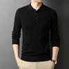 Pure Wool Autumn Sweater Men's Lapel Long Sleeve Thin Cashmere Sweater Men's Trend Base