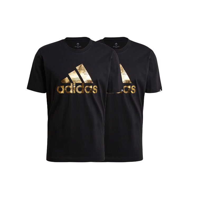 Adidas Metallic Logo Print Sports Short Sleeve T-Shirt Men Tops Black GV2913