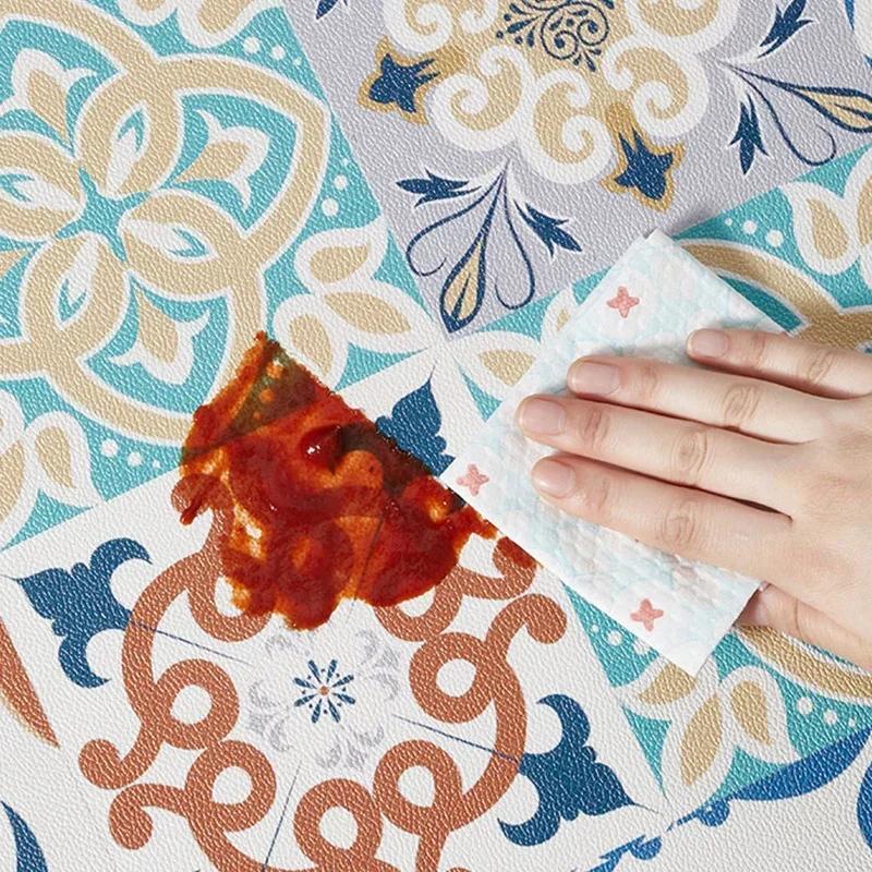Kitchen Waterproof Carpet Pvc Leather Non-Slip Oil-Proof Floor Mat Home Decoration Rug Kitchenware Pattern Alfombra De Cocina