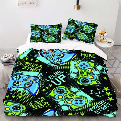 Gamepad - Digital bedrucktes Bettbezug-Set - Polyester - Schlafzimmerdeko - 1 Bettbezug + 2 Kissenbezüge (kein Kissenkern)