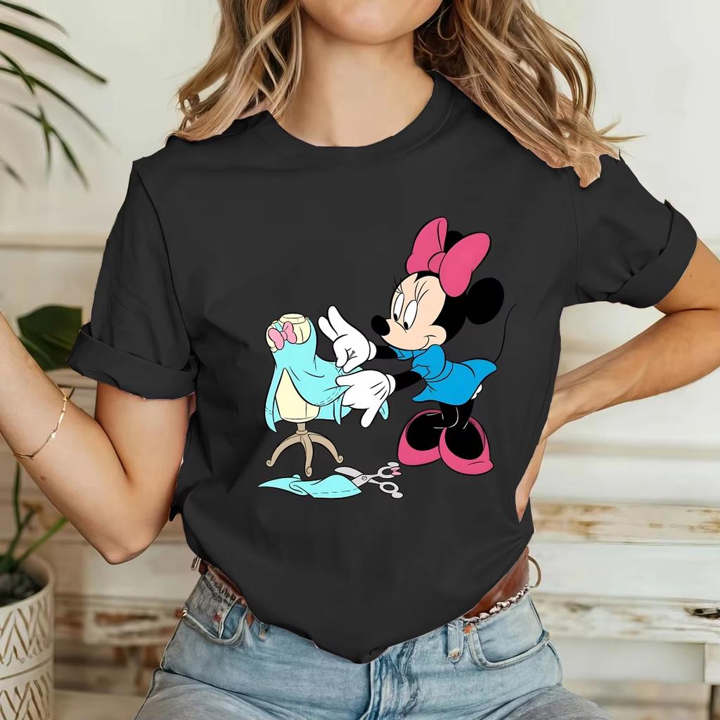 CoolTrendy Casual Mickey Minnie Print Cute Shortsleeved Tshirt Casual Fashion Elegant Top Family Party Camping