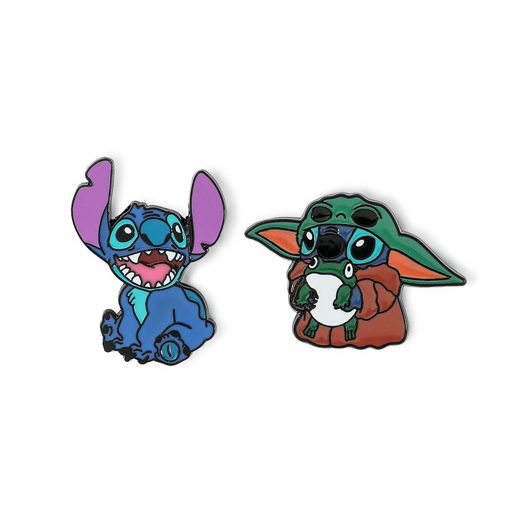 Cartoon Cute, Stitch Brooch, European and American Anime Star Baby Stitch Cos Yoda, Metal Badge