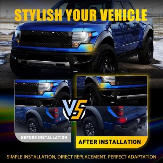 4x Clear Side Bumper Marker Lights Amber Red LED For 2010-14 Ford F-150 Raptor A