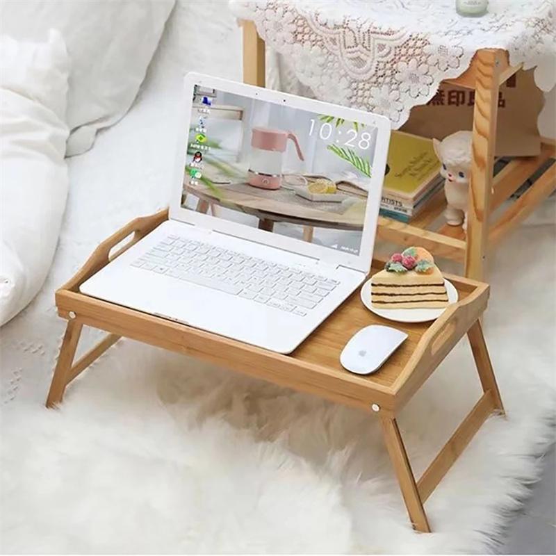 50x30x25cm Portable Natural Bamboo Bed Tray Breakfast Laptop Desk Reading Gaming Desk Folding Table Useful Simple Kitchen Tool