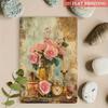 Vintage Tin Sign Wall Art, Roses Perfume Poster, Retro Metal Decor for Living Room