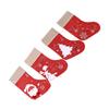 Christmas Stocking Decorative Cartoon Pattern Cuff Stocking Ornament for Tree Stairs Fireplace Red 4pcs