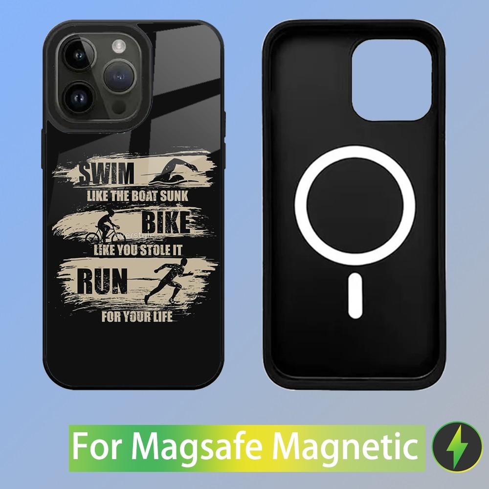 Triathlon Schwimmen Radfahren Laufen Tri Life Handyhülle Für iPhone 15,14,13,12,11,Plus,Pro,Max Mini Magsafe Magnetisches Kabelloses Laden