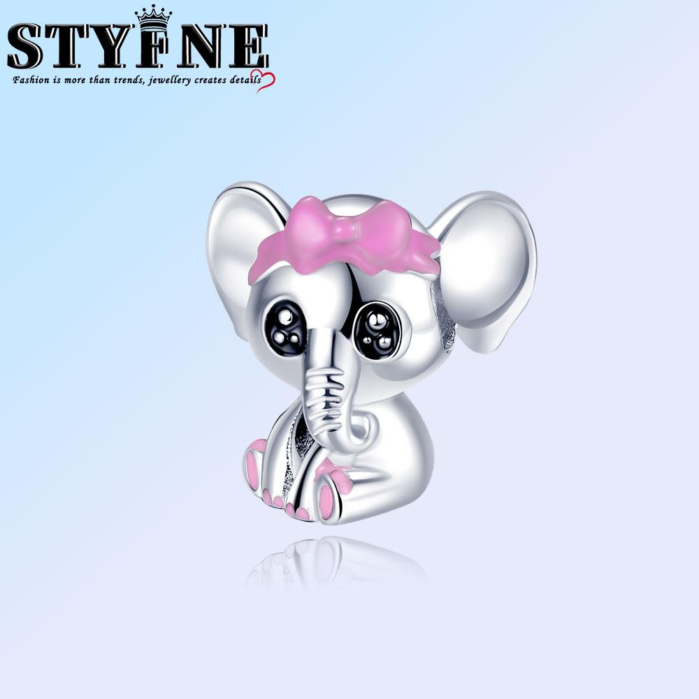 Copper Pink Bow Elephant Bear Hug Heart Animal Charm Beads Fit For Original Bracelet Exquisite Diy Birthday Jewelry