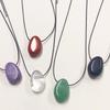Lightweight Handmade Necklace with Irregular Stone Pendant Adjustable Rope Design Comfort Wear Neckchain