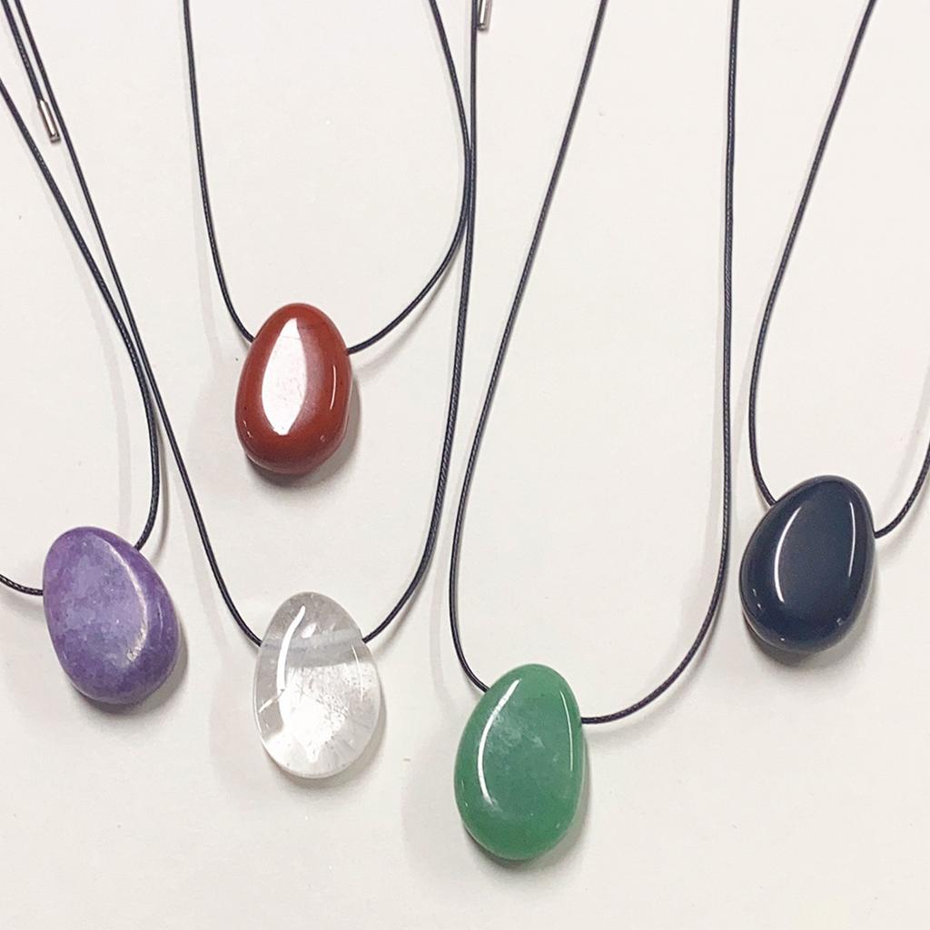 Lightweight Handmade Necklace with Irregular Stone Pendant Adjustable Rope Design Comfort Wear Neckchain