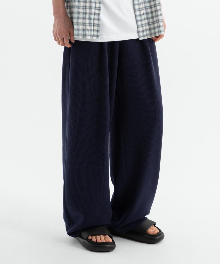 BRENSON ( Waffle ) Single-Pleat Wide Waffle Pants ( 4 Colors )