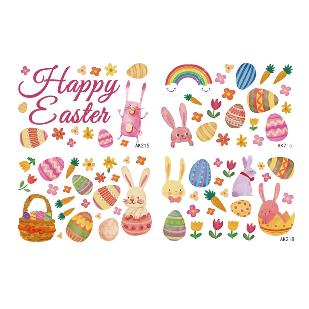 Cartoon Easter Bunny Egg Window Sticker Static Sticker Double-sided Visible Glass Sticker Window Decoration Sticker