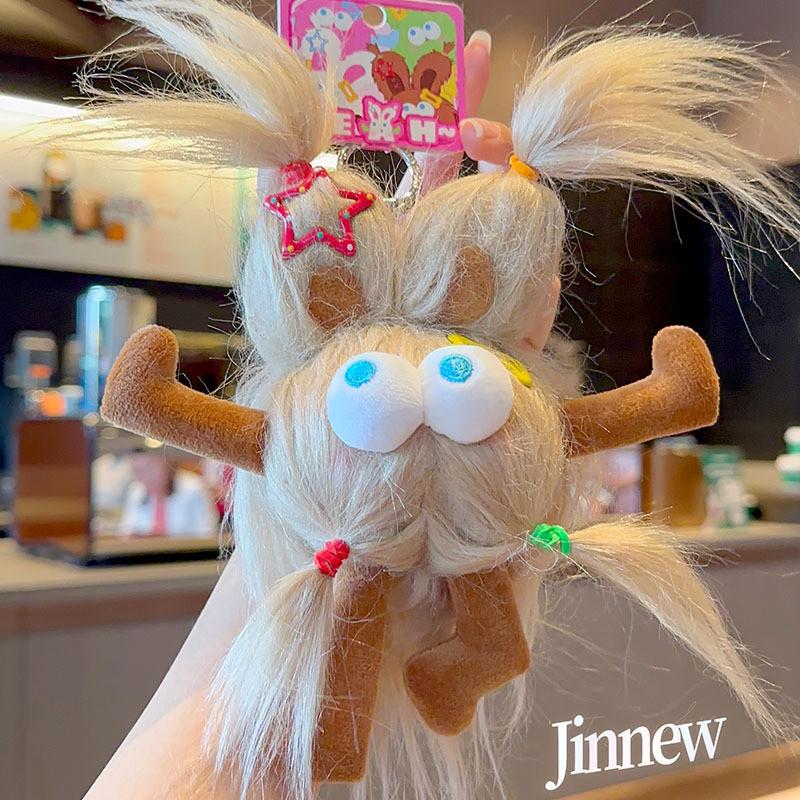 Fluffy Cartoon Unique Bunny Keychain Adorable Plush Accessory Ideal For Backpack Decor Available In Shades Multiple