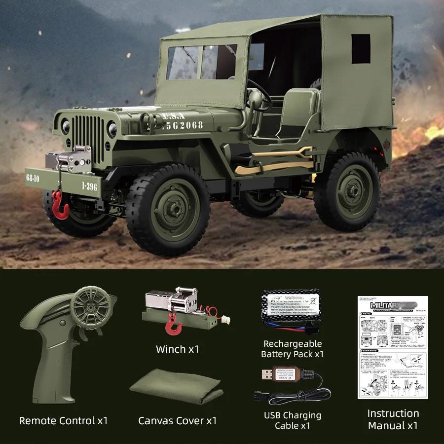 JJRC C8815 4WD Off-road RC Car RTR Crawler 2.4G 1941 Mb Scaler Willys Jeep Climbing Scale Military Truck Vehicle Adult Kids Toy