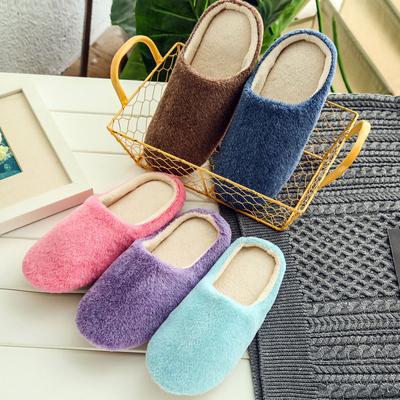 Plush Warm Home Flat Slippers Winter Women Indoor Slippers Shoes Lightweight Soft Comfortable Cotton Slippers Plush Warm Shoes Y