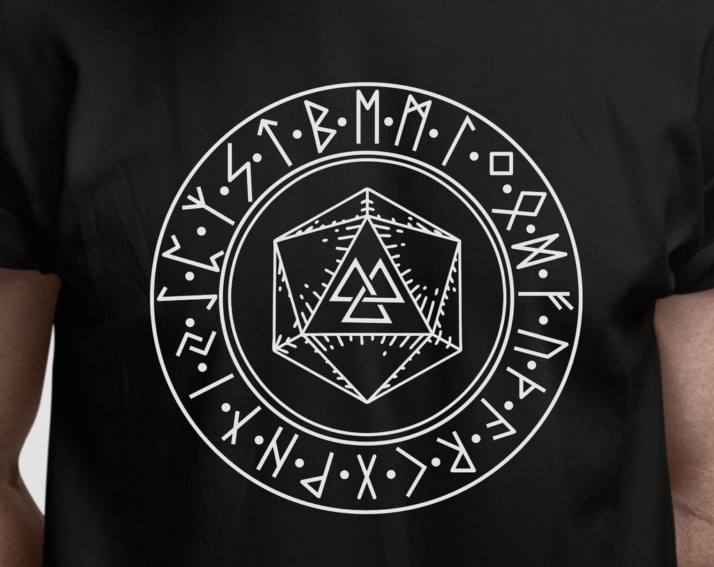 Viking DND Shirt: Nordic Runic Dice, Valknut Norse Runes