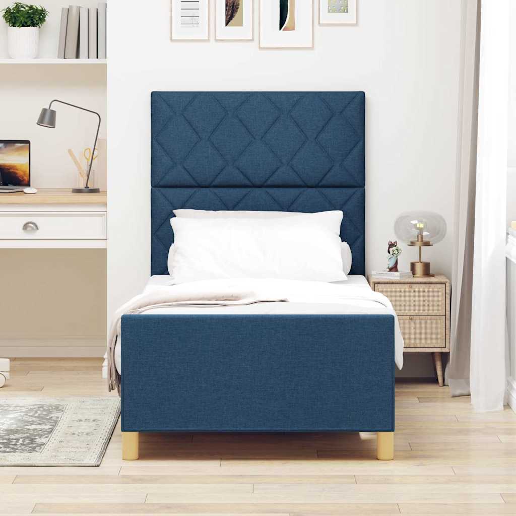 Bed Frame with Headboard Blue 100 x 200 cm Fabric