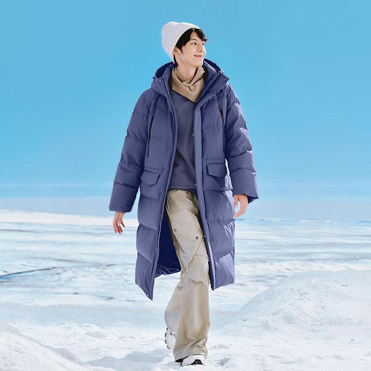 Skechers Windproof Waterproof Oil-Resistant Warm Thick Durable Hooded Long Jacket Men Jackets Deep-Cobalt-Blue P424M066-02QT