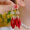1 Pair of Ladies' Earrings Luxury Zircon Peacock Earrings French-Style Fringe Studs Lightly Luxurious Fashion Long Earrings