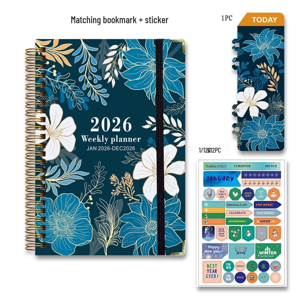 2026 English Business Planner: Cross-Border Stationery Diary with Coil Binding for Simple Scheduling and Record Keeping