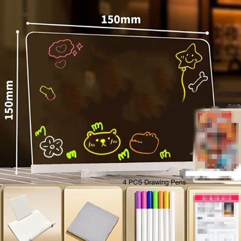 

NEW Light Up Acrylic Message Board Rewritable DIY Children s Glowing Drawing Board Message Lamp With 7 Colorful Pens