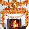 Artificial Maple Leaf Garland - Realistic Autumn Red, Orange, Yellow-Green Colors - Plastic Fall Vine Strips for Wedding Decor