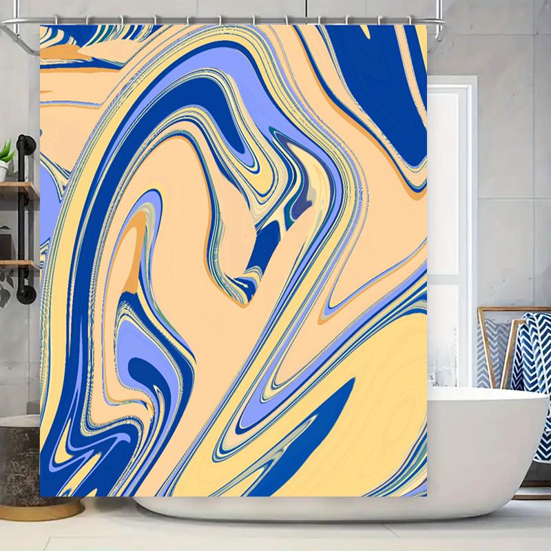 

Luxury Marble Shower Curtain Blue Yellow Black White Modern Bathroom Decor Extra Long Water Repellent Waterproof Fabric For Bath W60H190(CM)-1 Pcs