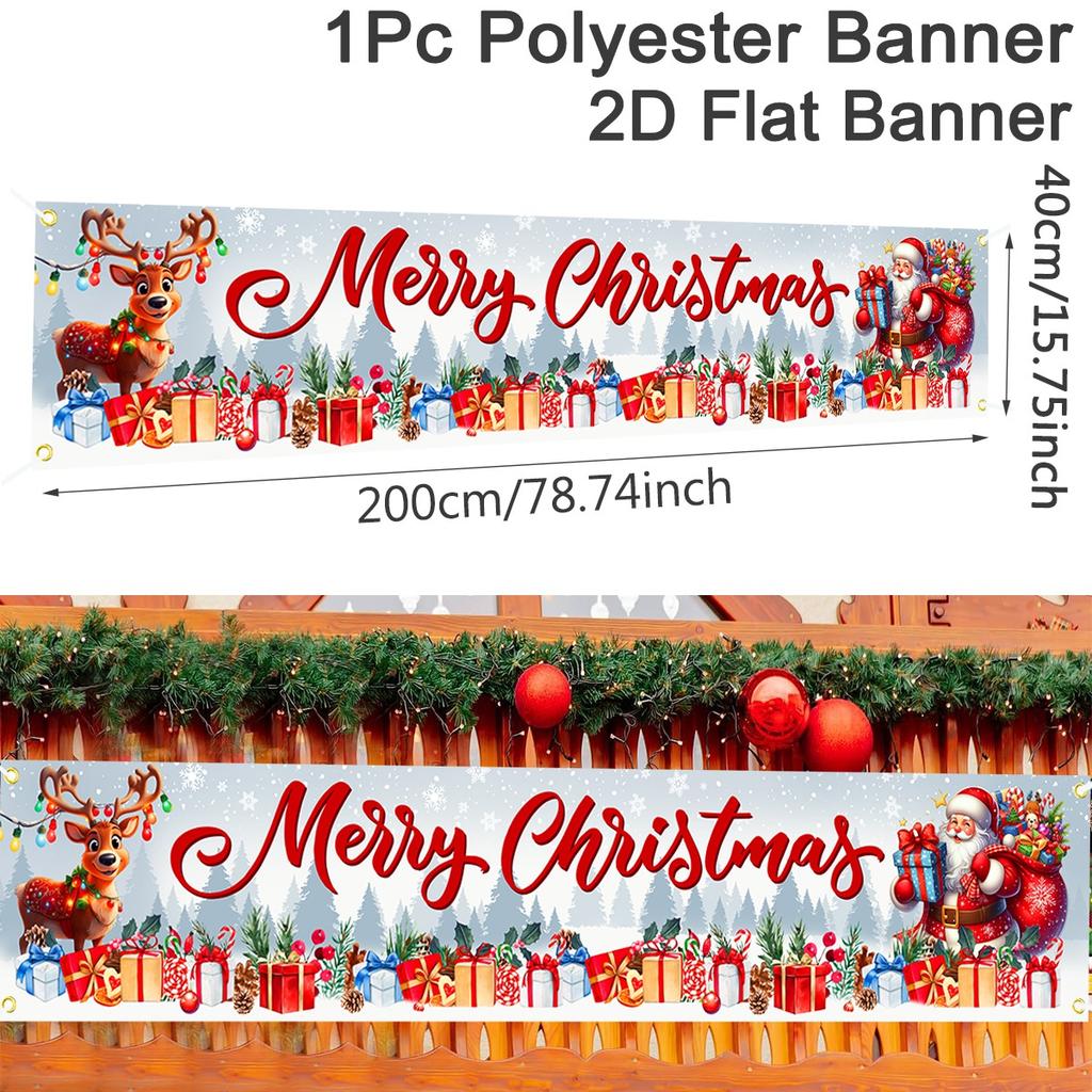 Christmas Outdoor Banner Flag Merry Christmas Decoration for Home 2026 Xmas Ornament Navidad Natal Noel Gift Happy New Year 2026
